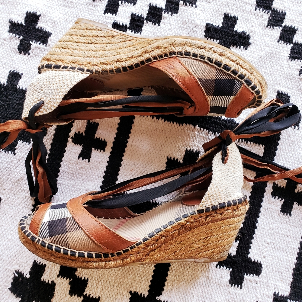 Burberry Espadrille Wedge Sandals